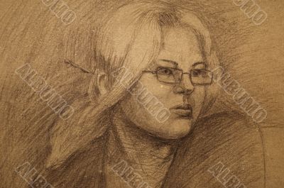Portrait drawing of girl.