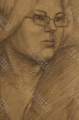 Portrait drawing of girl.