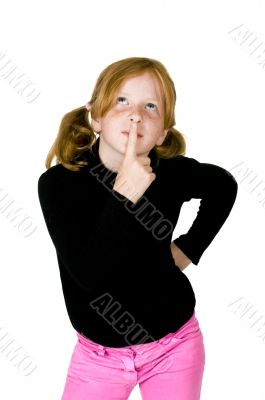 little girl is thinking