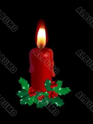 Candle with holly