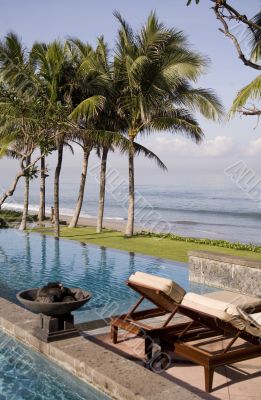 tropical beach and swimmingpool