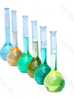 flasks in row