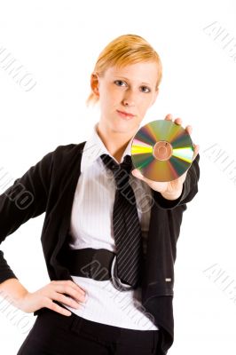 Business woman with a CD