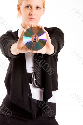 Business woman with a CD