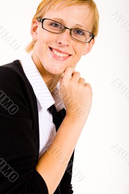 Smiling business woman with glasses