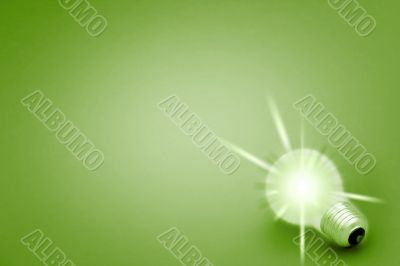 Background with lit lightbulb