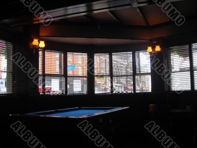 Pool table in a tavern