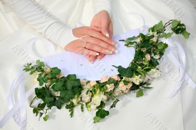 Hands with bouquet