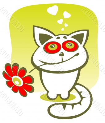 cat with flower