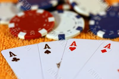 Cards and chips to play.