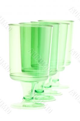 Green plastic cups
