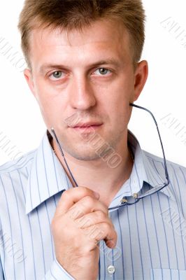 serious man with glasses