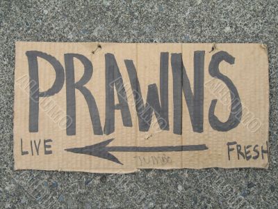 prawns for sale sign