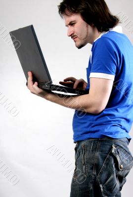 man work with laptop