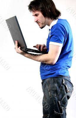 man work with laptop