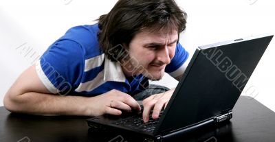 man work with laptop