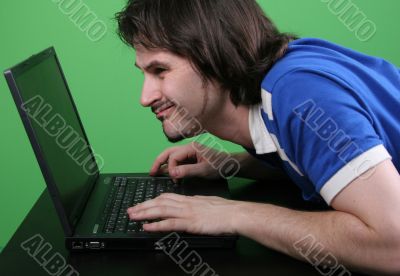 man work with laptop