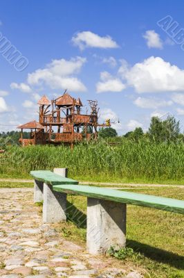 Bench at sunny day