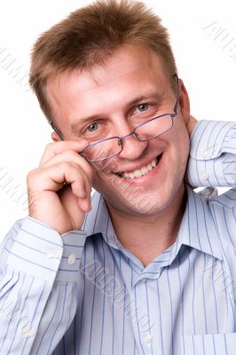 smiling man with glasses