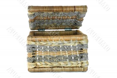 empty brown wicker basket isolated