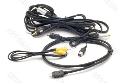 colorful tv cable on white