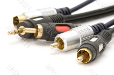 tv cable macro on white