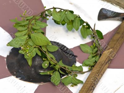 chaplet and axe