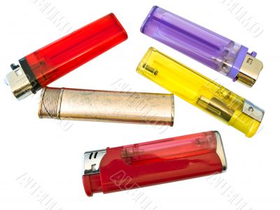 multicolored lighters