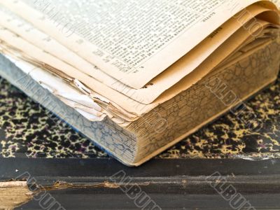 Old open book