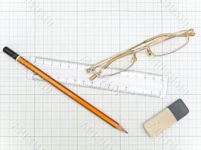 eraser and ruler