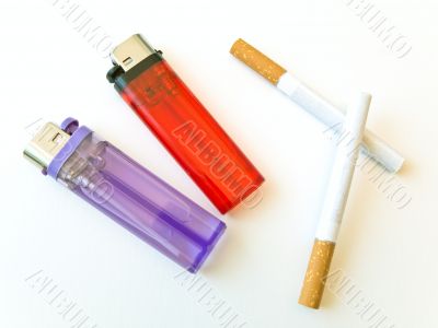 Two lighters and cigarettes