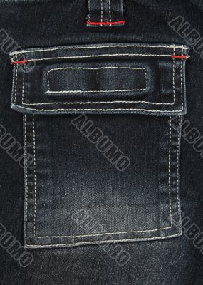 Black denim pocket