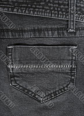 Black jeans pocket with white stitches