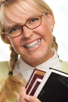 Cute Student with Retainer Carrying Her Books