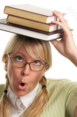 Attractive Woman with Her Books