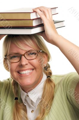 Attractive Woman with Her Books
