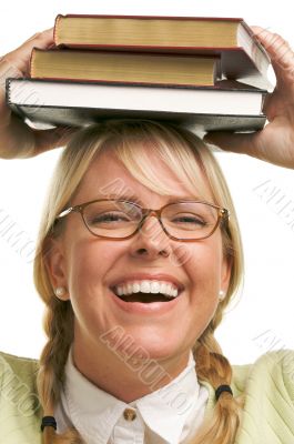 Attractive Woman with Her Books