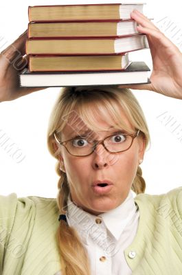 Attractive Woman with Her Books