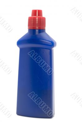 Blue plastic bottle closeup