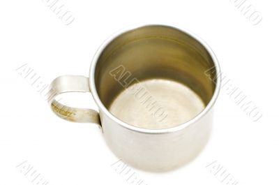 metal mug on white