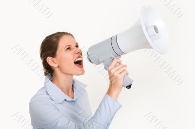 Woman with megaphone