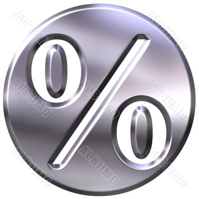 3D Silver Framed Percentage Symbol