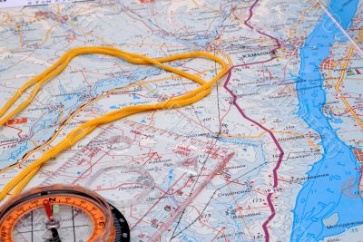 Fragment of a map with compass