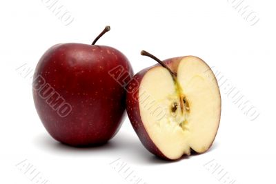 Two red ripe apples