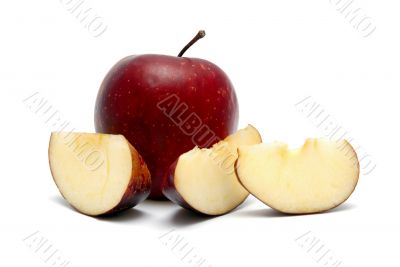 Red apple with segments