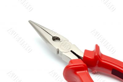 Flat-nose pliers with red handles