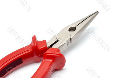 Flat-nose pliers with red handles