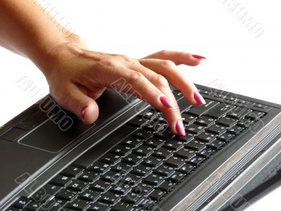 Woman hand on the laptop