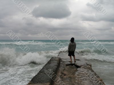 man on the ocean side