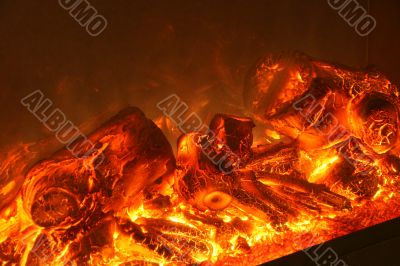  	Preparing meat barbecue upon open fire